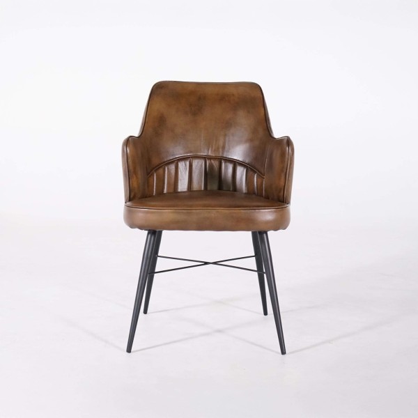 Chaise vintage en cuir avec accoudoirs - Yard