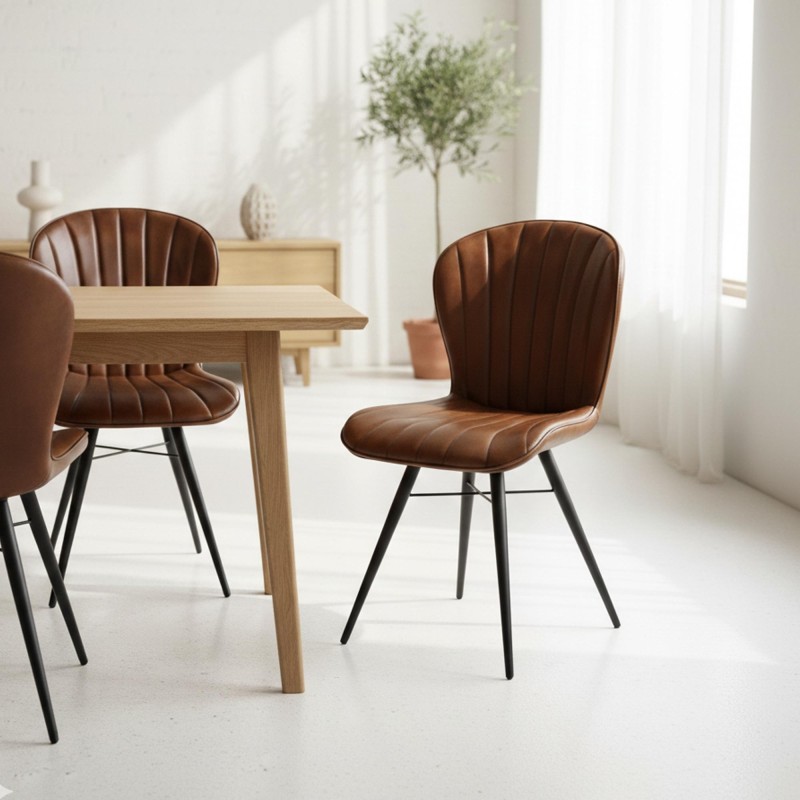 Chaise vintage en cuir véritable - District