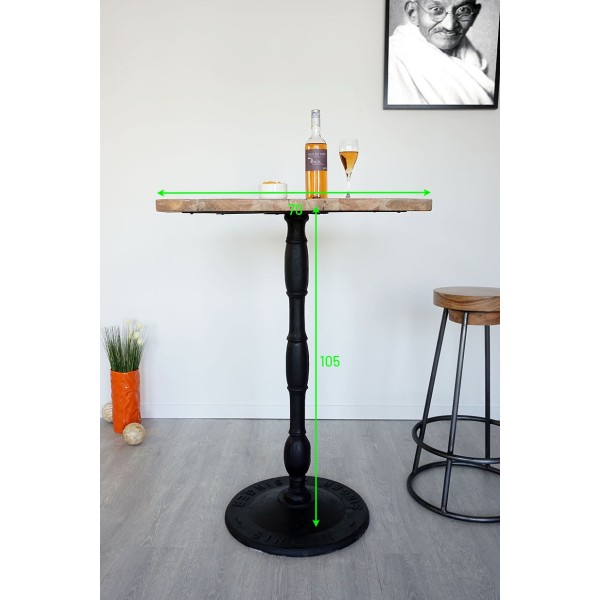 Table restaurant haute bistrot carrée 70 cm