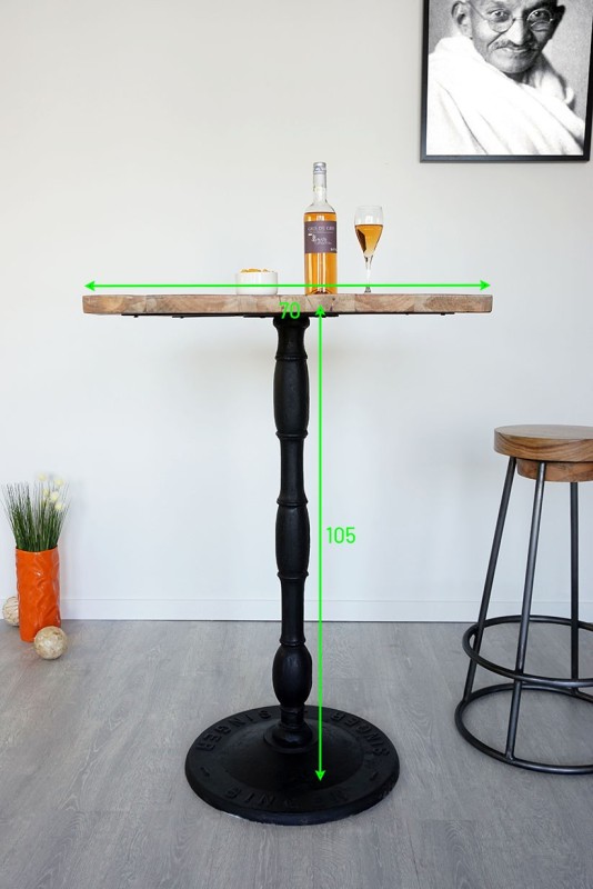 Table restaurant haute bistrot carrée 70 cm