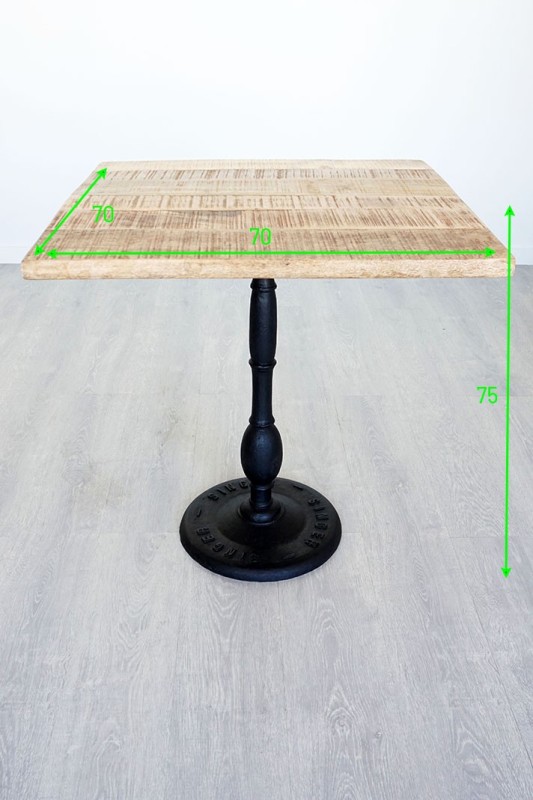 Table restaurant bistrot carrée 70 cm
