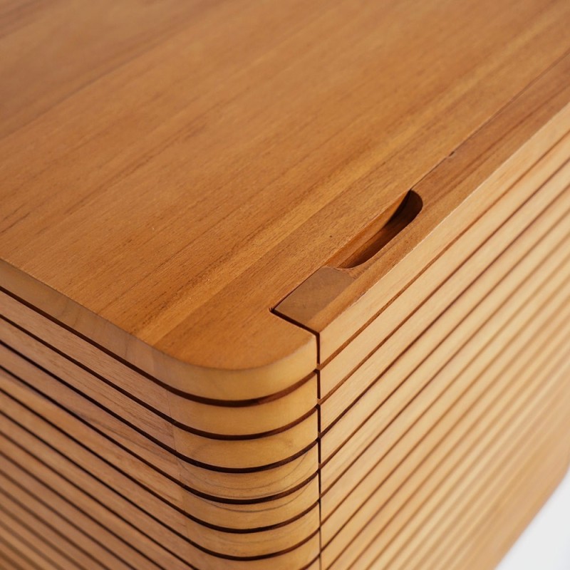 Meuble de salle de bain suspendu en teck - Lattis