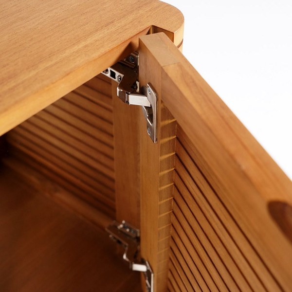 Meuble de salle de bain suspendu en teck - Lattis