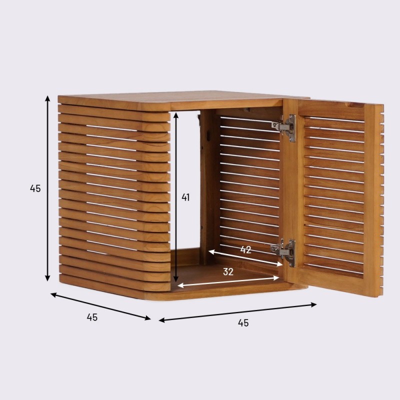 Meuble de salle de bain suspendu en teck - Lattis