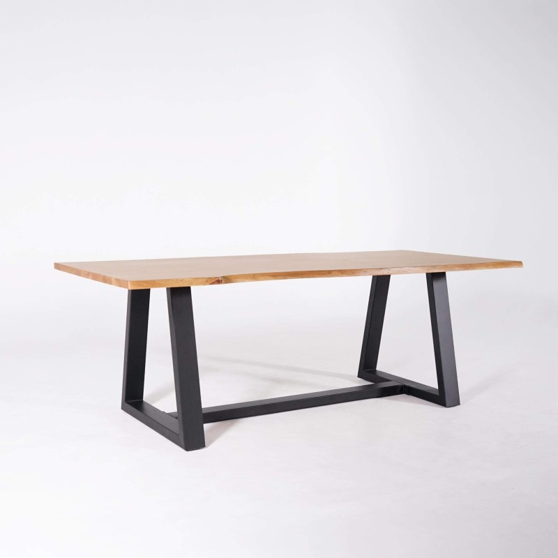Table à manger en bois massif d'acacia avec bords naturels 220 cm - Aurea