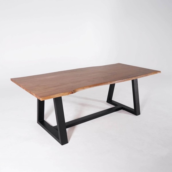 Table à manger en bois massif d'acacia avec bords naturels 220 cm - Aurea
