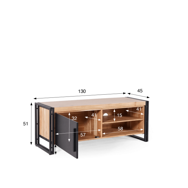 Meuble télé bois massif et métal - Liverpool