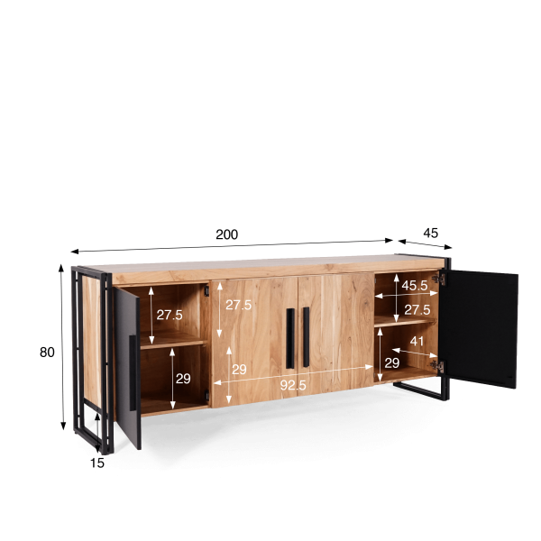 Bahut en bois massif style industriel - Liverpool