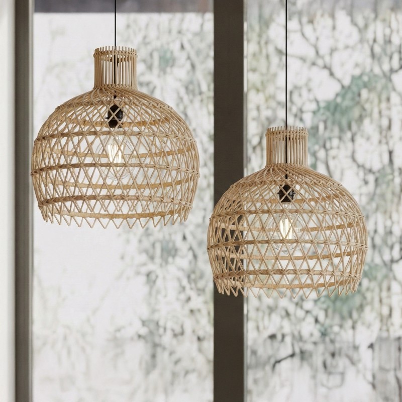 Lampe suspendue en rotin naturel - Sofia