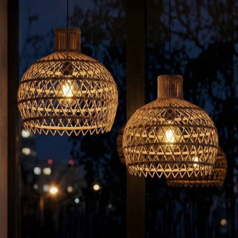Lampe suspendue en rotin naturel - Sofia