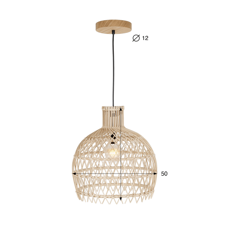 Lampe suspendue en rotin naturel - Sofia