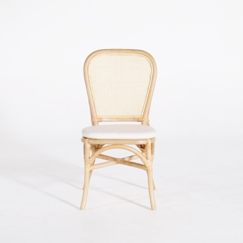 Chaise en rotin naturel et coussin beige - Louna