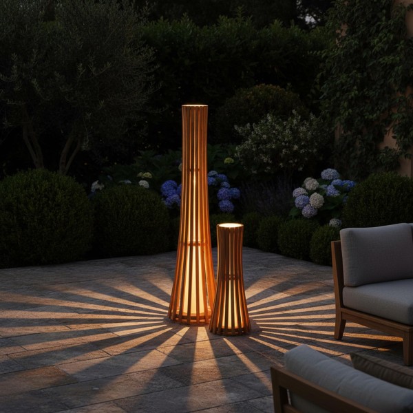 Lampe extérieur en bois de teck H52 cm - Liven