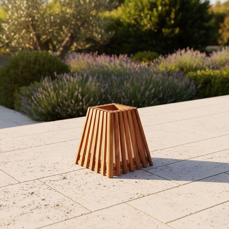 Lampe extérieur en bois de teck H30 cm - Nori