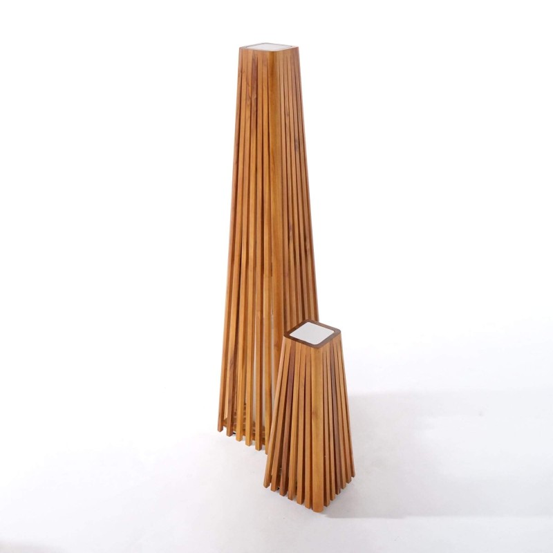 Lampe extérieur en bois de teck H120 cm - Taro