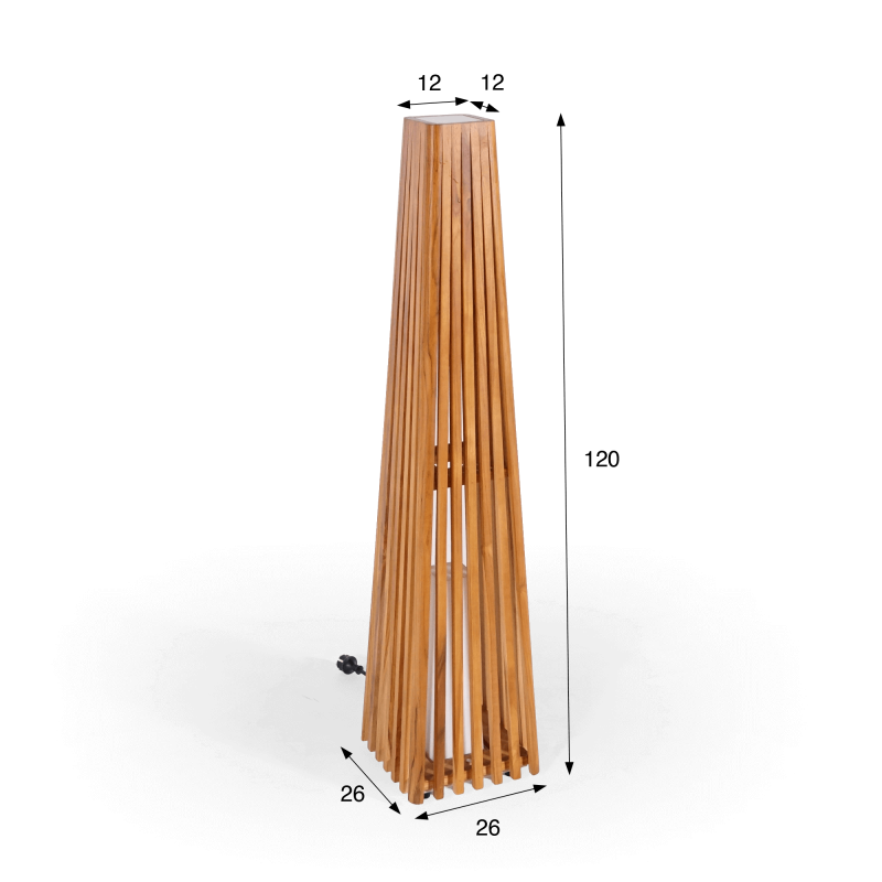 Lampe extérieur en bois de teck H120 cm - Taro