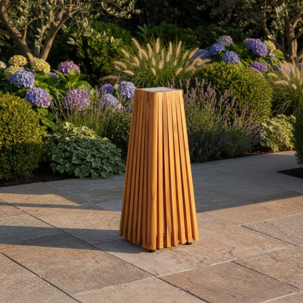 Lampe extérieur en bois de teck H50 cm - Taro