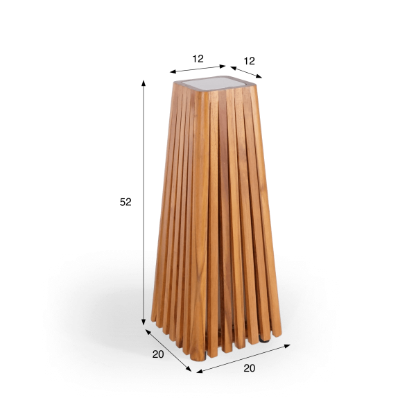 Lampe extérieur en bois de teck H50 cm - Taro