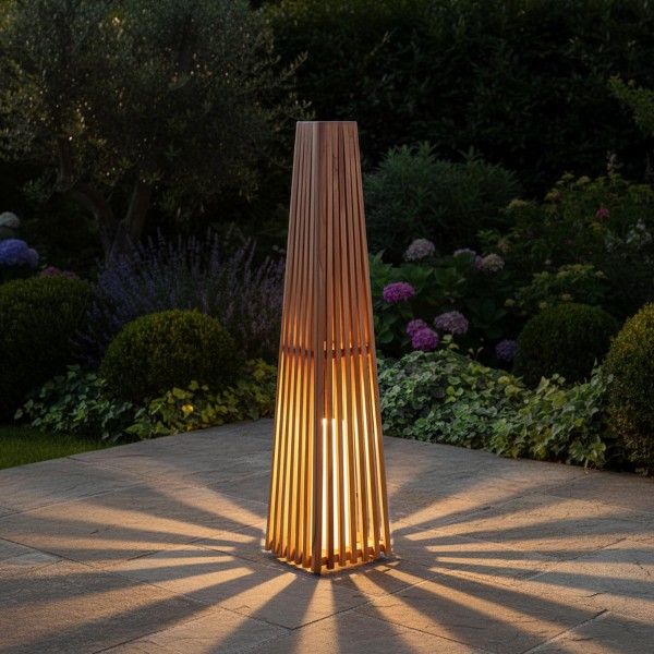 Lampe extérieur en bois de teck H120 cm - Taro