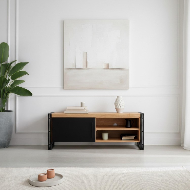 Meuble télé bois massif et métal - Liverpool