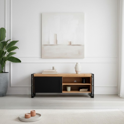 Meuble télé bois massif et métal - Liverpool