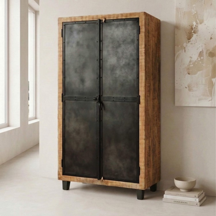 Armoire industrielle bois et métal - Brooklyn