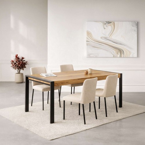 Table à manger bois massif et métal - Liverpool