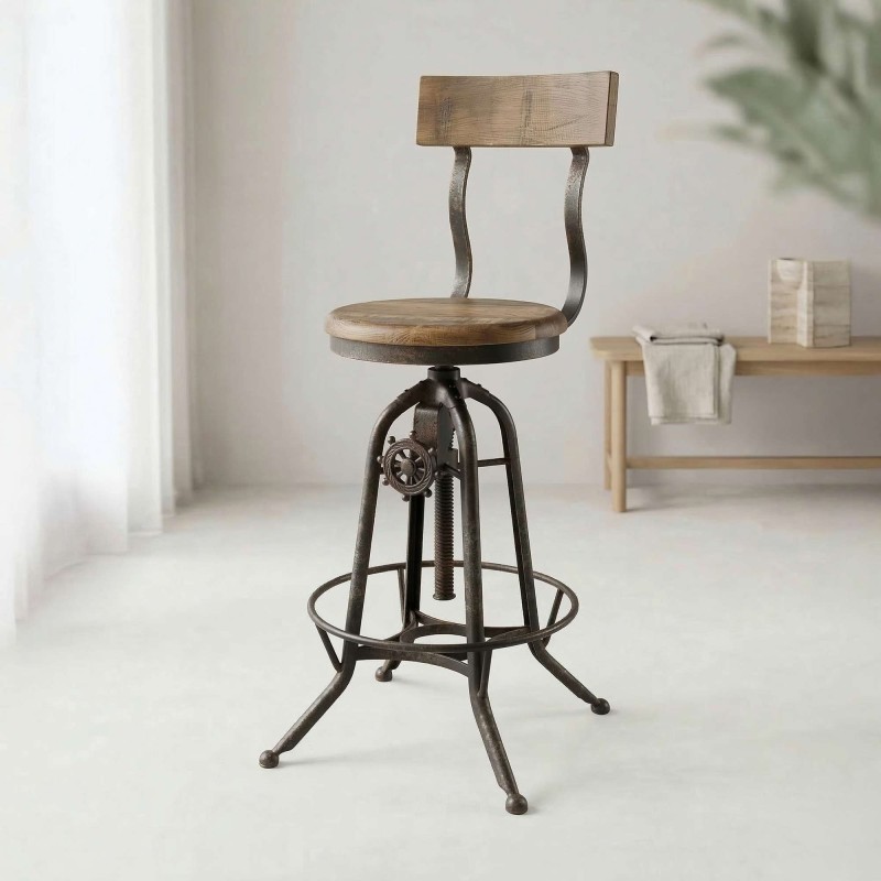 Tabouret de bar bois et métal