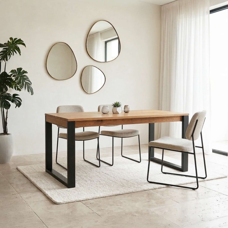 Table à manger bois et métal 160 cm - Osaka