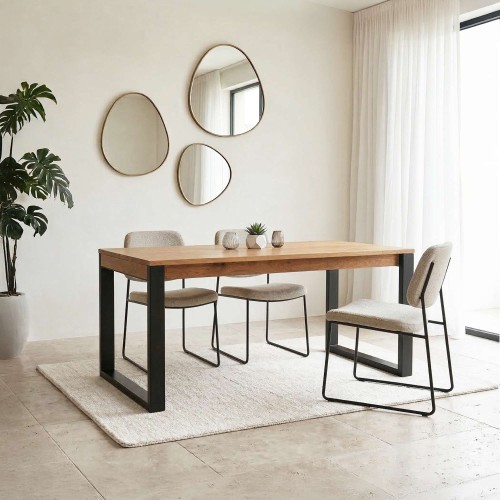 Table à manger bois et métal 160 cm - Osaka