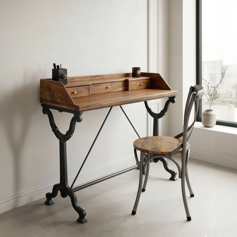 Console industrielle bois et métal