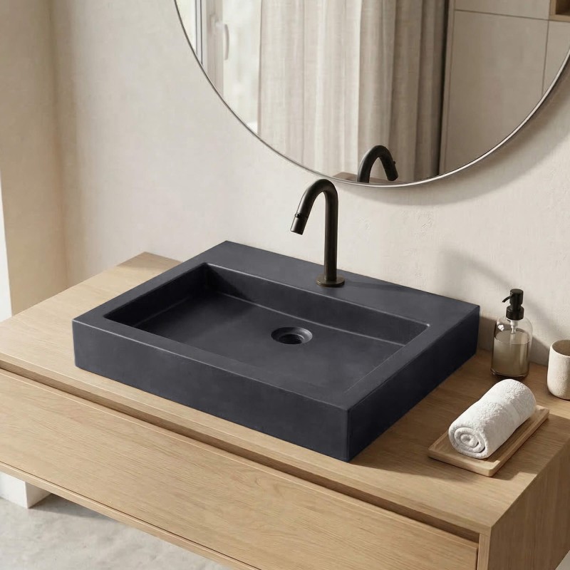 Vasque en béton rectangulaire anthracite profond - Solidis