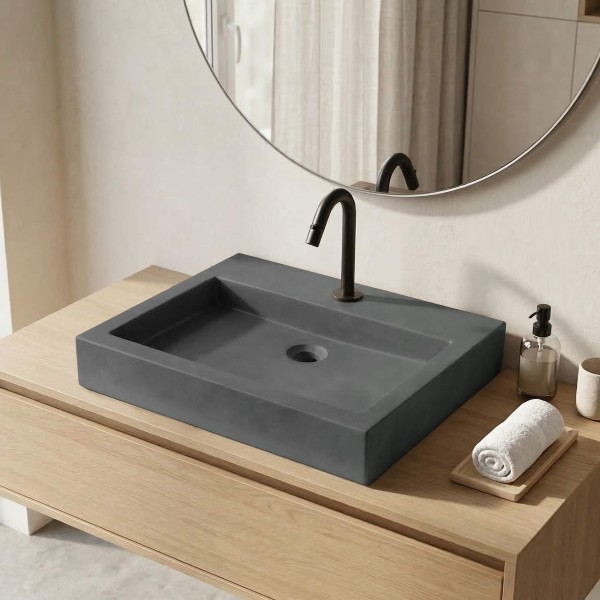 Vasque en béton rectangulaire vert cuivre - Solidis