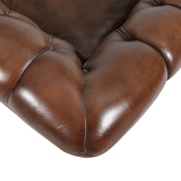 Fauteuil Chesterfield en cuir véritable marron - Harold