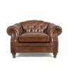 Fauteuil Chesterfield en cuir véritable marron - Harold