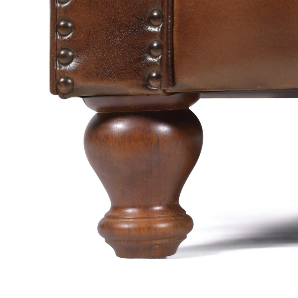 Canapé Chesterfield en cuir véritable marron 2 places - Harold