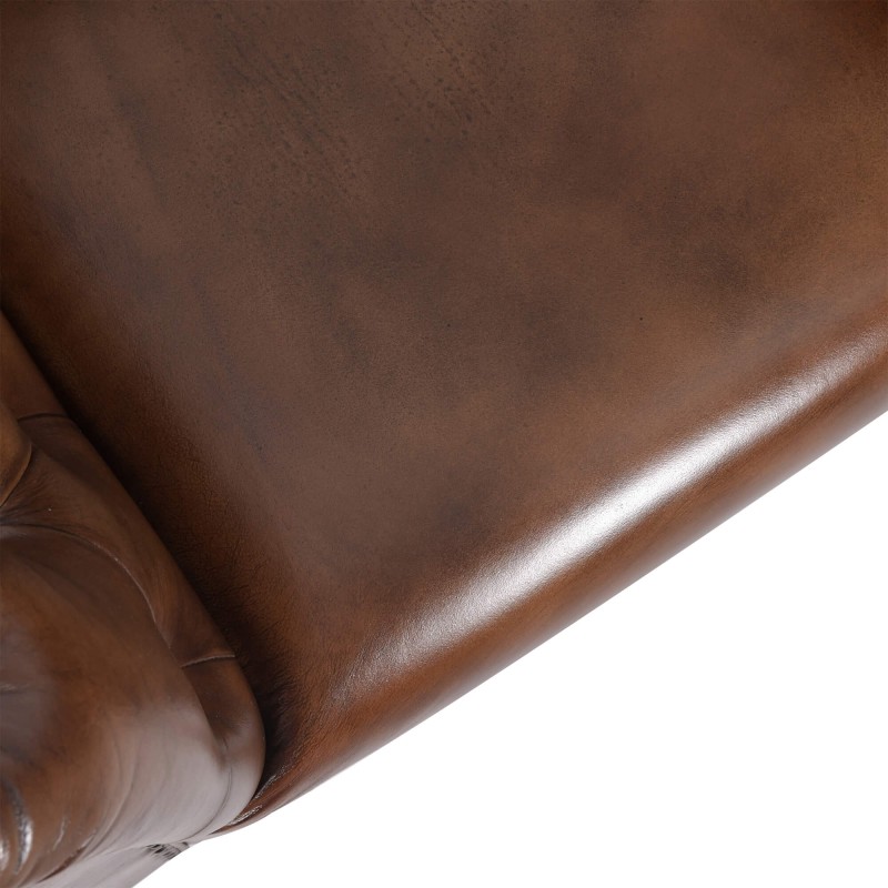 Fauteuil Chesterfield en cuir véritable marron - Henry