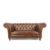Canapé Chesterfield en cuir véritable marron 2 places - Henry