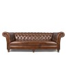 Canapé Chesterfield en cuir véritable marron 3 places - Henry
