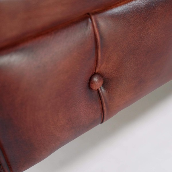 Canapé Chesterfield en cuir véritable bordeaux 3 places - Edward