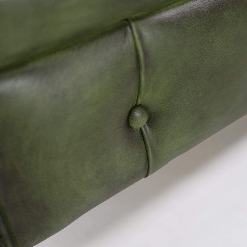 Canapé Chesterfield en cuir véritable vert 3 places - Edward