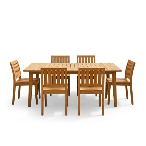 Ensemble table et chaises de jardin en bois de teck 6 personnes