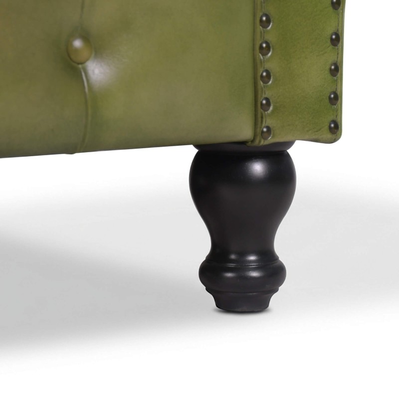 Canapé Chesterfield en cuir véritable vert 2 places - Edward