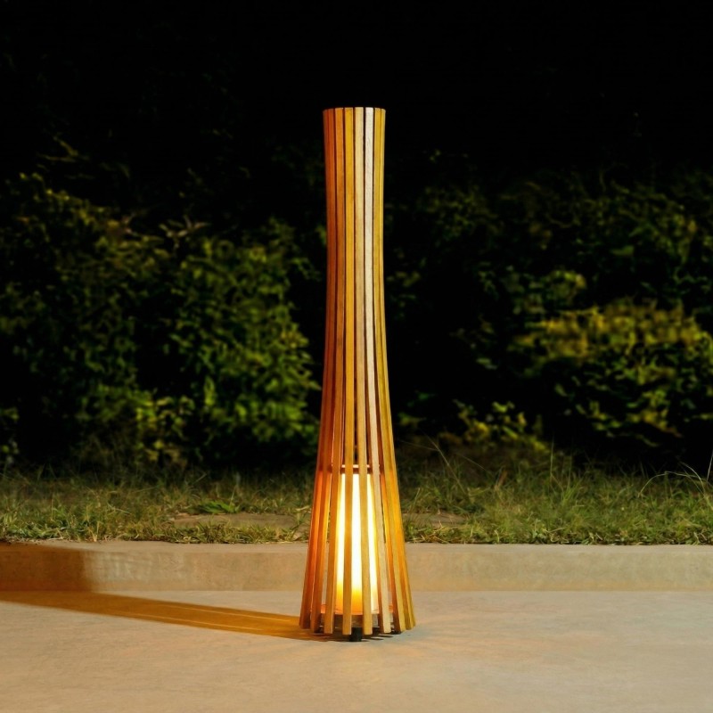 Lampe sur pied en bois de teck H100 cm - Liven