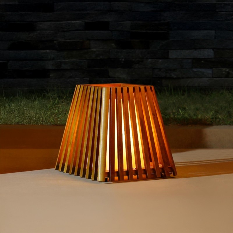 Lampe sur pied en bois de teck H40 cm - Nori