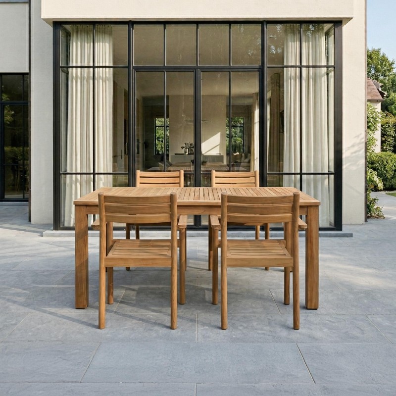 Ensemble table et chaises de jardin en bois de teck 4 personnes