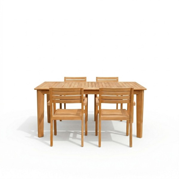 Ensemble table et chaises de jardin en bois de teck 4 personnes - Nobu