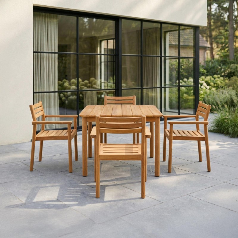 Table de jardin carrée en bois de teck 4 personnes - Sento