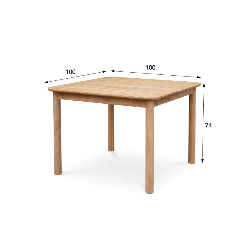 Table de jardin carrée en bois de teck 4 personnes - Sento