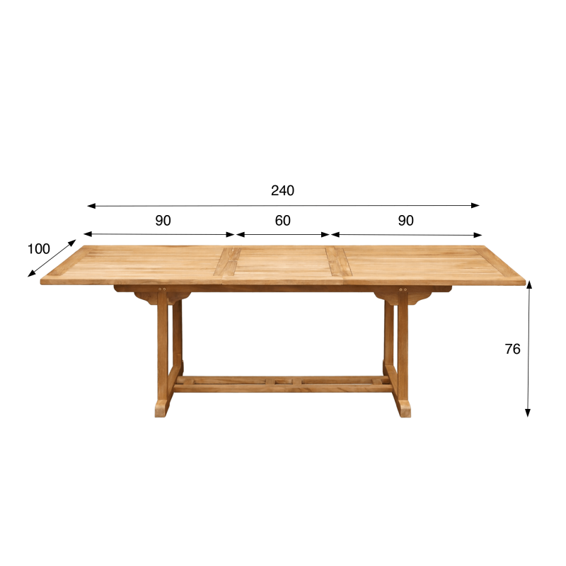 Table de jardin extensible en bois de teck - Kiro